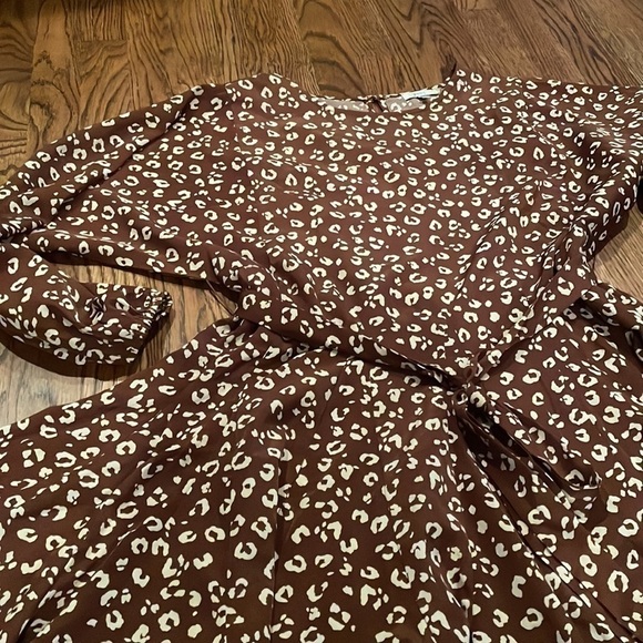 Jodifl Women's Long Sleeve Brown Dress Animal Print Belted Waist Small EUC - Picture 5 of 14